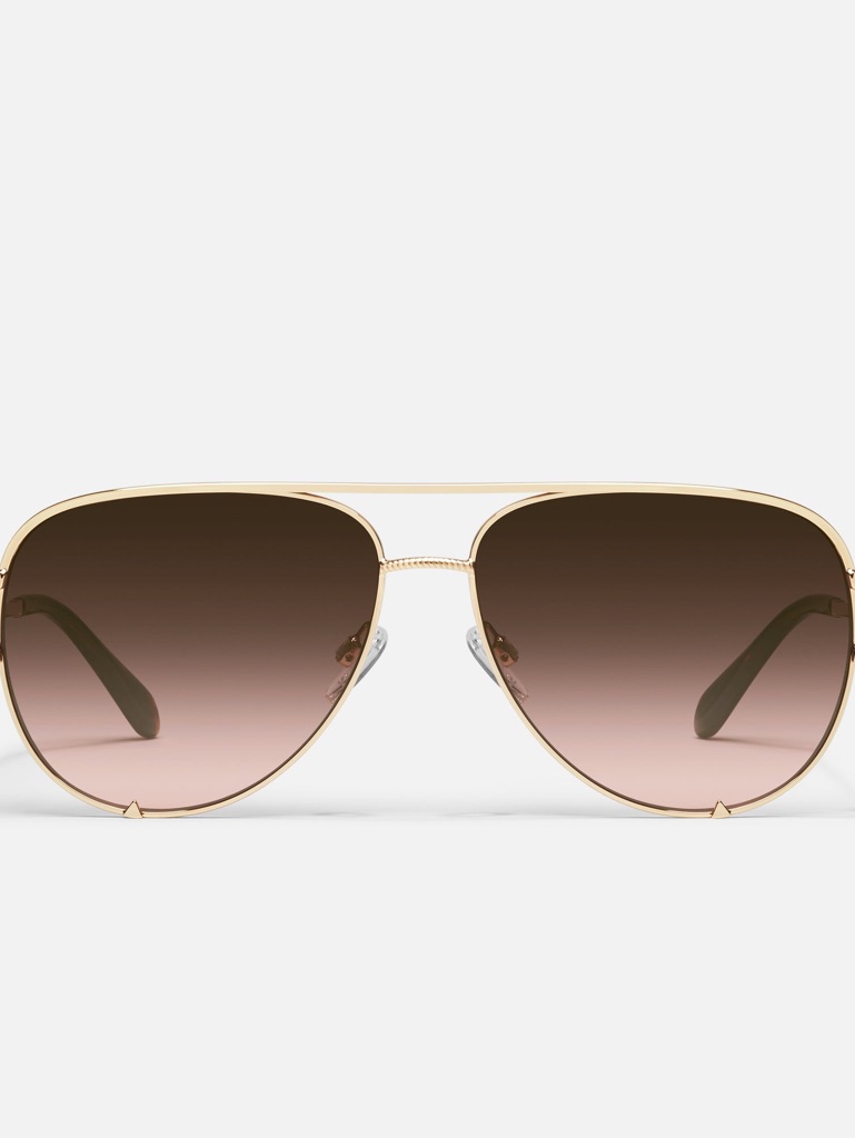 Quay Australia Gold Frame Brown Gradient Aviator Sunglasses